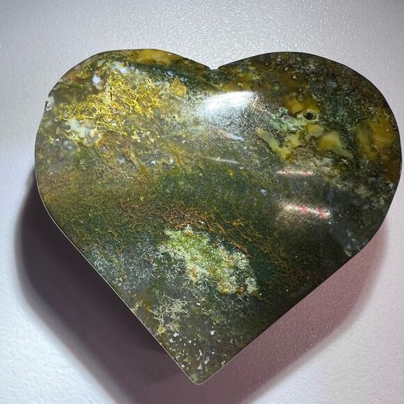 Moss‎ Agate Crystal Heart (#12) - Picture 8 of 12